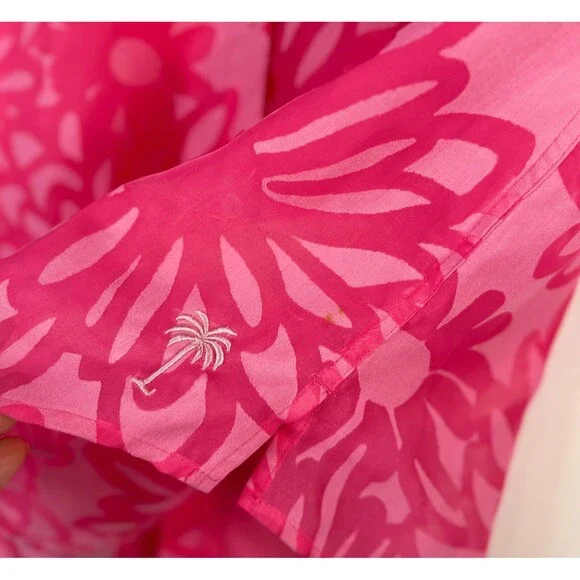 Lilly Pulitzer Womens Shirt Pink Resort Fit Button Up Floral Barbiecore Small - Picture 8 of 9